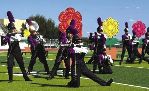 The La Grange High School Band in action Saturday at the 50th annual Blinn Buccaneer marching Festival.