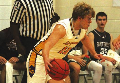 La Grange’s Conner Brooks, shown here in Tuesday’s season opener against Fayetteville, scored a team-high 21 in Saturday’s win over Sealy. Photo by Jeff Wick