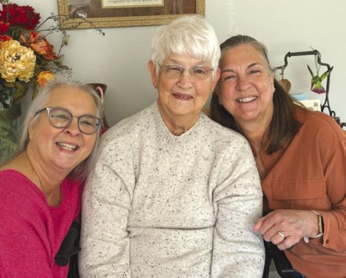 Dana Kulak, her mom Virginia Tappe and sister April Pospisil at Virginia’s birthday celebration.