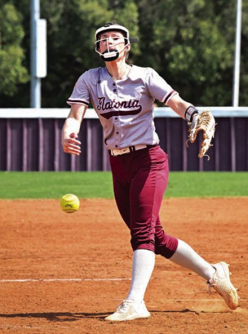 Jalee Trussell works the mound for The Flatonia Lady Bulldogs in the annual Mike Schultz tournament held this weekend in Flatonia. The Lady Bulldogs went 2-1-1 in the event, beating Brazos and Luling, tying Smithville and falling to Yoakum. Photo by Stephanie Steinhauser