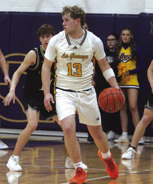 La Grange’s Conner Brooks dribbles the ball during Tuesday’s game. Photo by Jeff Wick