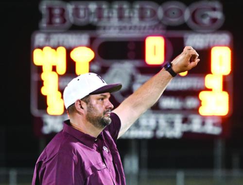 New Flatonia head coach Matt Uzzell won his first game as Bulldogs head football coach Friday. Photo by Stephanie Steinhauser
