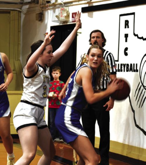 RTC’s Brooklyn Gold, left, plays defense in action against Brazos Christian last week. Photo by Paul Kipp
