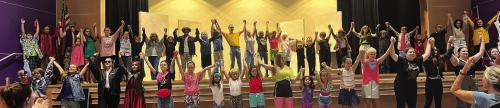 The entire cast practicing their curtain call at Thursday’s dress rehearsal. Photos by Jeff Wick