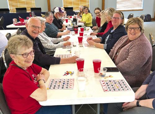 Senior Game Day, held the third Thursday of each month at Holy Cross in Warda, had a great crowd last week. Participants enjoyed food, fun, bingo and 42 dominoes.