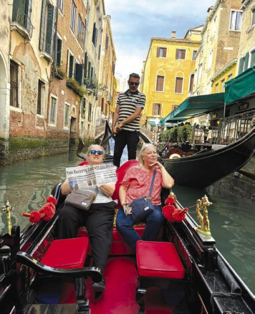 The Fayette County Record was all over Europe- Mons Belgium, Munich Germany, Salzburg and Innsbruck Austria, and in Italy at Venice, Florence and Rome. Pictured is Katy Beauford (left) from La Grange and her sister-n-law, Debbie Beauford (right).