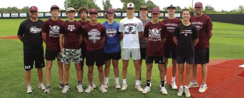 Members of the Fayetteville Lions after Wednesday morning’s practice: Coach Marcus Sodek, Jake Kubala, Lawson Fritsch, Keagan Supak, Brody Dooley, Chance Konvicka, Jack Schley, Jason Halfmann, Kole Schmitt, Easton Jaeger, Mason Fenhaus and head coach Clint Jaeger. Not all players present. Photo by Jeff Wick