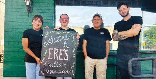 Pictured here left to right are the folks at Ere’s Italian Restraint in La Grange: Gema Lira (waitress), Alexa Lulu (waitress), Cornelio Vazquez (cook), and Sedji Gashi (owner and main chef).