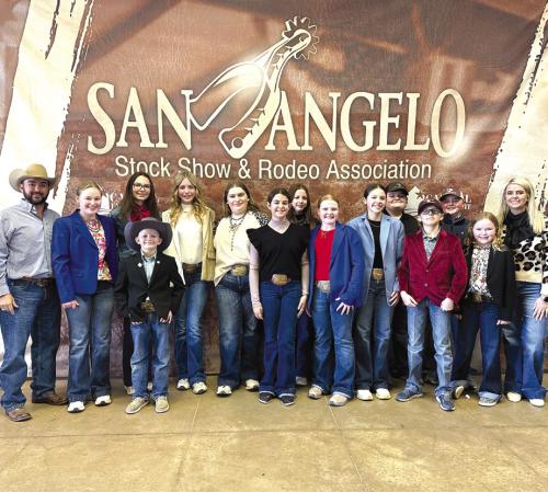 Pictured from left: Coach JoJo Carrales, Julia Melton, Joe Carrales, Tatum Fritsch, Hailey Janish, Rheagan Karisch, Adalyn Carrales, Addison Berckenhoff, Kaisley Janecka, Alexis Berckenhoff, Rilan Karisch, Tate Fritsch, Abraham McBride, Abigale McBride, and Coach Kaci Carrales.