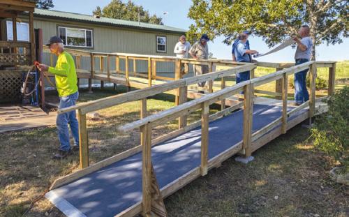 On Thursday, Sept. 26, Fayette County Texas Ramp Project volunteers built this 56 ft. ramp on Company Field Rd. north of Schulenburg.