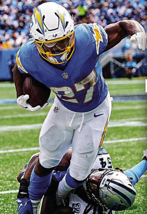 In Sunday’s 26-3 win over the Panthers, La Grange native J.K. Dobbins finished with 131 yards, one touchdown, and a somersault in the end zone. He is the first player in Chargers franchise history to run for 100 yards in each of the first two games of a season, and his 266 rushing yards through two games are the most by any Chargers player in the team’s first two games of a season. “When I’m healthy, I can be one of the best,” Dobbins said Sunday.