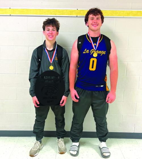 At the conclusion of the Brazos Tournament Saturday, where the Leps went 3-2, senior Cordale Knapik, left, and junior Oliver Gunn, right, were named to the all-tournament team.