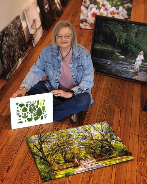 La Grange artist Diane Mueller with some of her work.