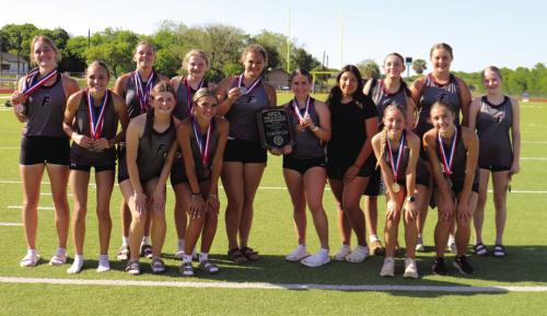 The Fayetteville girls track athletes pose with their Area championship plaque. Photos by Ann Pape