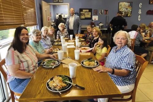 Ladies of the quilting group enjoying lunch courtesy of Ascension Seton Medical Center in Smithville.