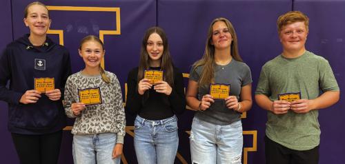 Class of 2028 – Mylah Blaschke, Lillian Carey, Audrey Green, Nora Hunt, Grady Kocian.
