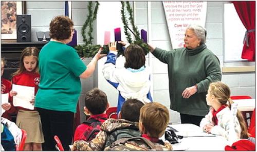 Advent Wreath Blessed at Sacred Heart Catholic School