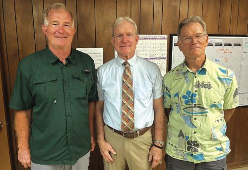 The Miller brothers, left to right – Michael, Bill and Neal – when they got together in La Grange last month. Photo by Jeff Wick