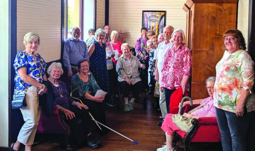 Starting on the front left and moving back and around to the right: Linda Diers, Jeanette Huelsebusch, Marilyn Strmiska, Larry Jackson, Sandra Hinman, Marilyn Spillane, Beatrice Kilian, Ron Wall, Beverly Ullrich, Judy Zuhn, Liz Tannler, David Hinman, Susan Wall, Karen Koopmann, Carol Svrcek, Jo Ann Mueller, Mary Vasek, Kathy Fischer, Glenn Altwein, Nancy Lehmann, Audrey Huenefeld, Becky Snyder. Not pictured: Phil and Helen Oestreich and Ginger Friemel.