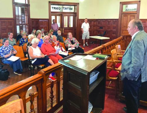 County Judge Dan Mueller urges planners to create a year-long series of events and project to commemorate America’s 250th birthday in 2026. Photo by Larry Jackson