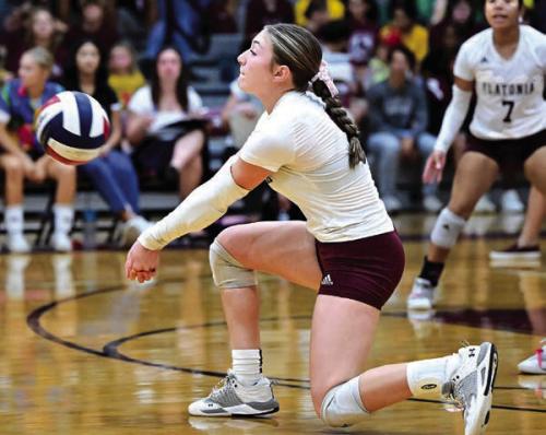 Greenli VanZandt works back row for the Flatonia Lady Bulldogs in a recent match. Photo by Stephanie Steinhauser