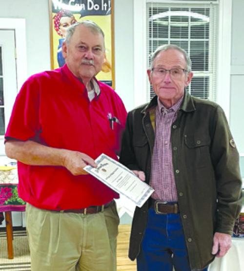 Alvin Minarcik, right, received a Certificate of Appreciation for his support of the Post.