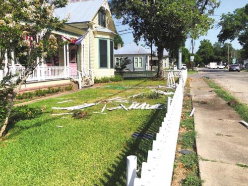 A two-vehicle accident caused fence damage Monday morning in Fayetteville.