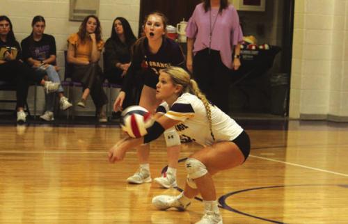 Ashtyn Smith digs a ball for La Grange Friday.
