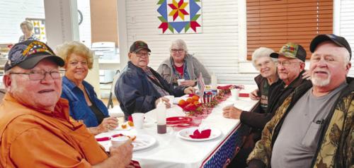 Several Winchester Veterans enjoyed a pancake breakfast at Zilss Hall on Veteran’s Day. Pictured here are Donald Noack, Betty Richter, Morgan Ray Karisch, Delores Karisch, Sandra Matthijetz, Raymond Matthijetz and Sherwood Gersch.