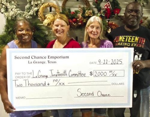 Second Chance Emporium Donates to La Grange Juneteenth Committee