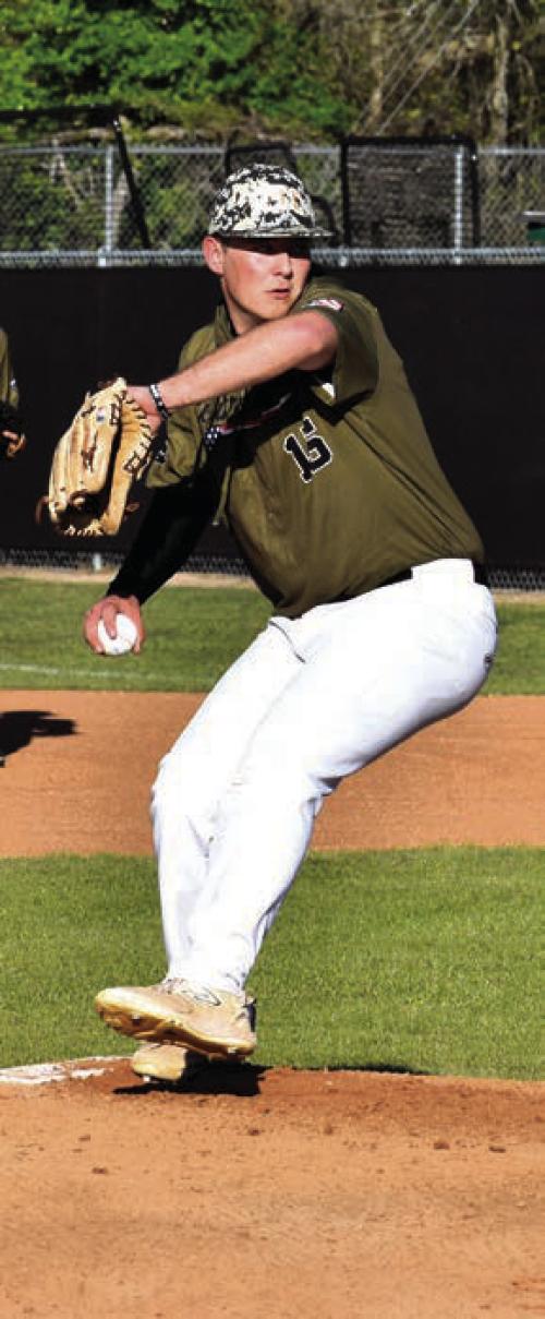 Round Top-Carmine’s Carter Marburger pitching Tuesday against Milano. Photo by Paul Kipp