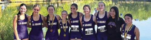 The La Grange varsity girls cross country team at Camp Tejas.