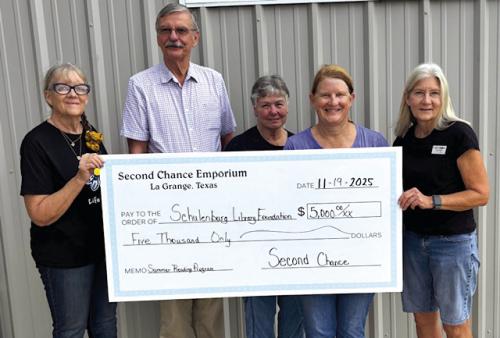 Second Chance Donates to Schulenburg Library Foundation