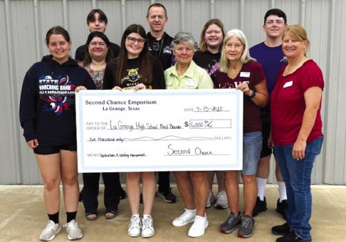 Second Chance Donates to LHS Band Booster and Tejas Health Care