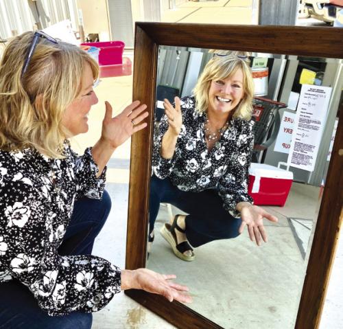 Wendy Wallace has a horse (Big Red) that enjoys looking at himself in a hand-held mirror. She thought her equine friend might get a kick out of a full-size version, which she found at Second Chance Emporium on South Reynolds Street in La Grange. Second Chance is open from 9 a.m. to 3 p.m. every Friday and Saturday. Photo by Bill Bishop