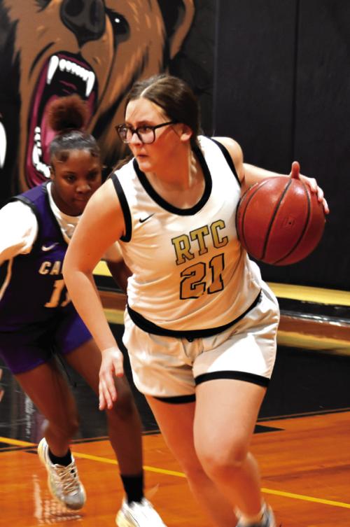 Round Top-Carmine’s Avery Lamson looks for an opening in Friday’s victory over Calvert. The Cubettes won 42-2 to improve to 2-1 in district play. Photo by Paul Kipp