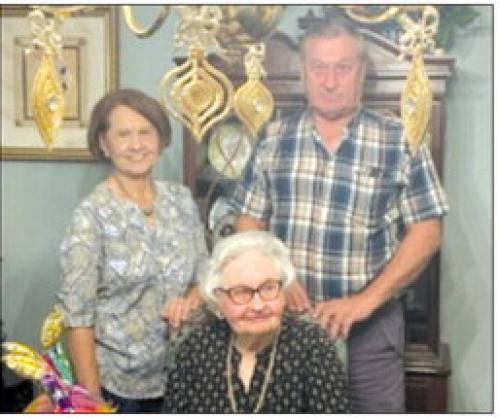 Bernice (Treybig) Vaclavik celebrated her 93rd Birthday with a family luncheon Thursday, Oct. 5 at Jefferson Place. She is pictured with her daughter, Doris Penksa and son, Danny Ray Vaclavik.