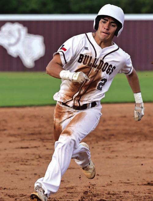Caysen Perez rounds third on his way to home to score for Flatonia Thursday. Photo by Stephanie Steinhauser