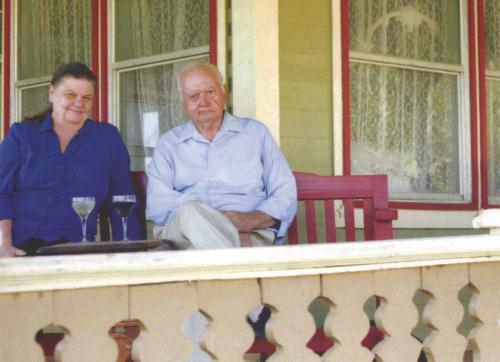Former County Judge Ed Janecka and his wife Margie on their porch in Dubina. This photo appears on the back cover of the book.