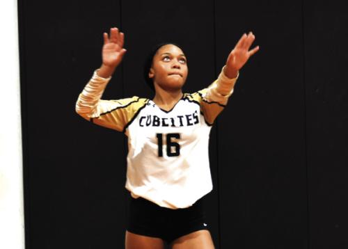 Round Top-Carmine’s Halle Phoenix serves a ball in last Tuesday’s district opening win over Prairie Lea. Photo by Paul Kipp Photo by Jeff Wick