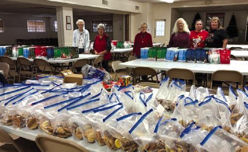 The full display of appreciation for local veterans in assisted living and nursing facilities can be seen with several dozen homemade cookies and many holiday gift bags. Many members of the American Legion Auxiliary 102 share their baking talents as well as their time to create festive gift bags for veterans.