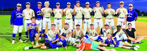 The members of the La Grange baseball team pose after Saturday’s doubleheader victory over Burnet.