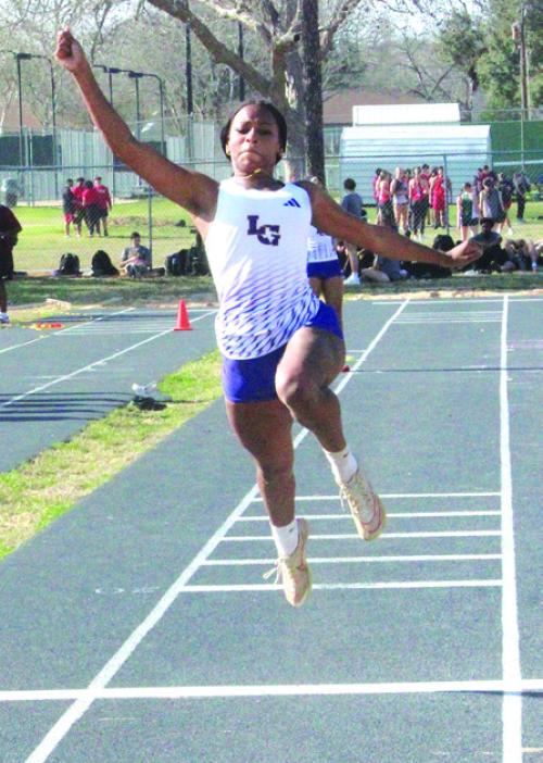 La Grange’s Jace Baptiste leaped her way to a third place finish in the long jump Thursday.