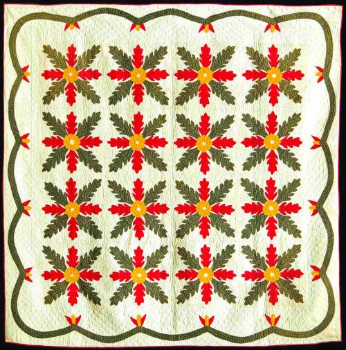 “Oak Leaf” a Modified Princess Feather, circa 1910, by Catherine Ella Ernst Dreibelbis is part of a new exhibit opening this week at the Texas Quilt Museum in La Grange.