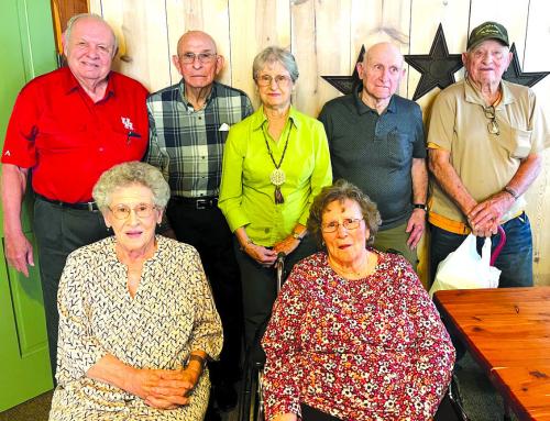 The Round Top-Carmine graduating class of 1955 held their 67th reunion recently. Standing left to right are Robert Leonhardt, David Eilers, Sara Hoppe Eilers, James Keilers, and Alvis Mueller; seated: Barbara Mueller Jacob and Willis Banik Maisel.