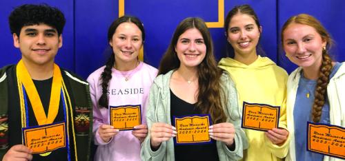 The Top 5-ranked graduating seniors have earned the Rosa Meinecke Award Patch sponsored by the Barton Family. In Alphabetical Order, left to right: Anthony Anzaldua, Eleanor Carey, Ellah Hill, Eryn Kutchka, Ella Nygren. The recipients for Cohorts 2027, 2028, and 2029 will be announced in August upon return to the new school year.