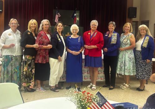 Newly installed 2026-2028 Smith-McMillan Chapter, NSDAR Officers (from left): Kim Joost, Librarian; not pictured Kyla Crumbly, Historian; Jackie Head, Treasurer; Laurie Patterson, Corresponding Secretary; Cathleen Tutt, Recording Secretary; Carolyn Caflisch, Registrar; Sherry Hebert, Chaplain; Kathy Schatte, Vice Regent and Gina Minzenmeyer, Regent. All were installed by State Historian, Karen McCloskey.