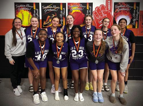The La Grange Middle School 8th Grade A Team ended their season as district champs with a 10-0 district record and an overall record of 14-2, falling to Iola in the championship game at the Jan. 11 Schulenburg Tournament and to East Bernard in the championship game at the Jan. 31 Schulenburg Tournament. The 8A team ended with a career LMS record of 29-2. The 8th grade A team is coached by Melody McKee. La Grange 7th Grade A Team