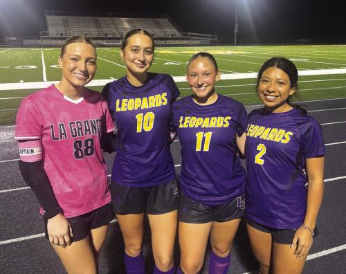 The four captains of this year’s La Grange girls soccer team are, left to right – seniors Hope Michalke, Trinity Yanis, Kyla Colon and Kaylee Soto. Photo by Jeff Wick