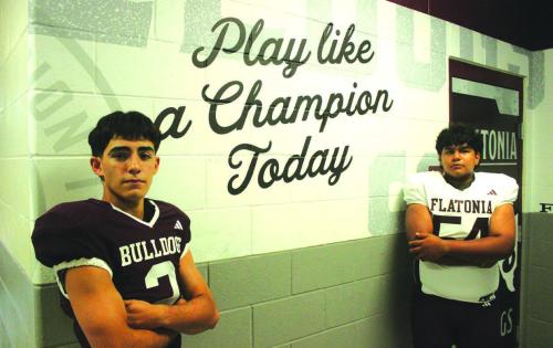 Caysen Perez, left, and Kevin Ramirez, right, are ready to lead the Flatonia football team to a turnaround season in 2025. Flatonia went 1-9 last season. Photo by Jeff Wick